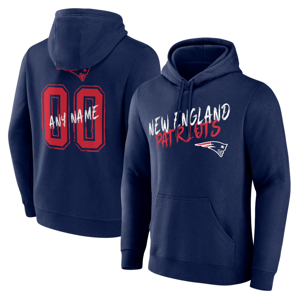 New England Patriots Hustle Custom Name & Number Hoodie - Navy