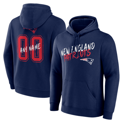 New England Patriots Hustle Custom Name & Number Hoodie - Navy
