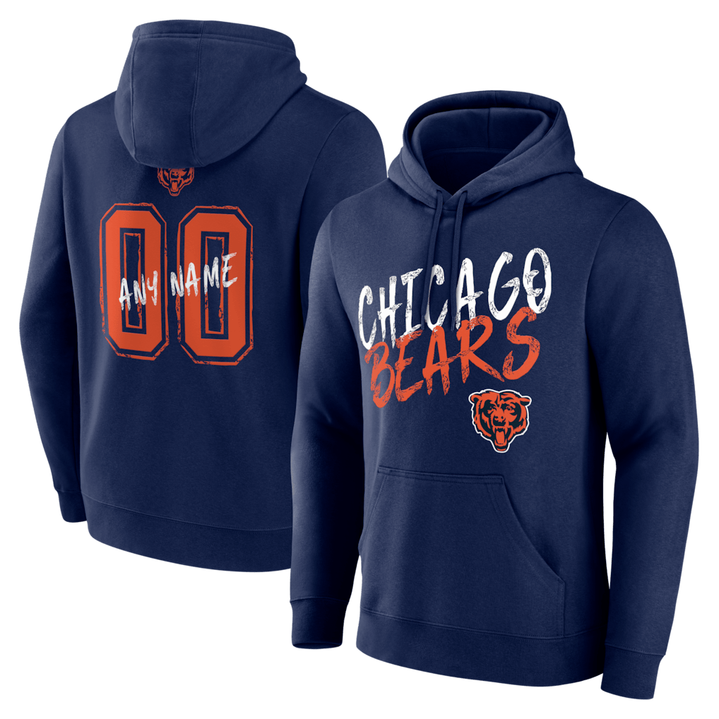 Chicago Bears Hustle Custom Name & Number Hoodie - Navy