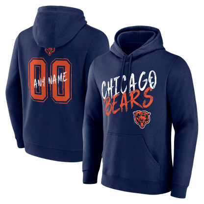 Chicago Bears Hustle Custom Name & Number Hoodie - Navy