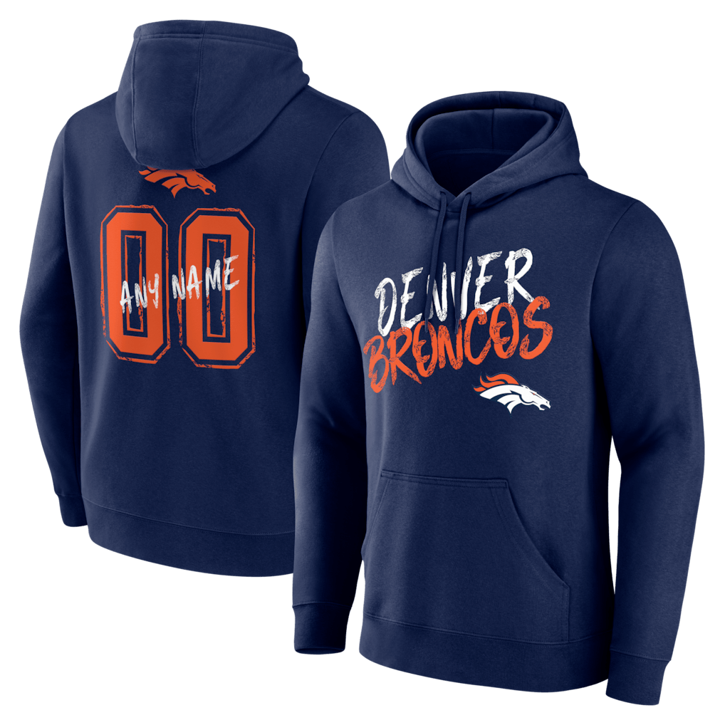Denver Broncos Hustle Custom Name & Number Hoodie - Navy