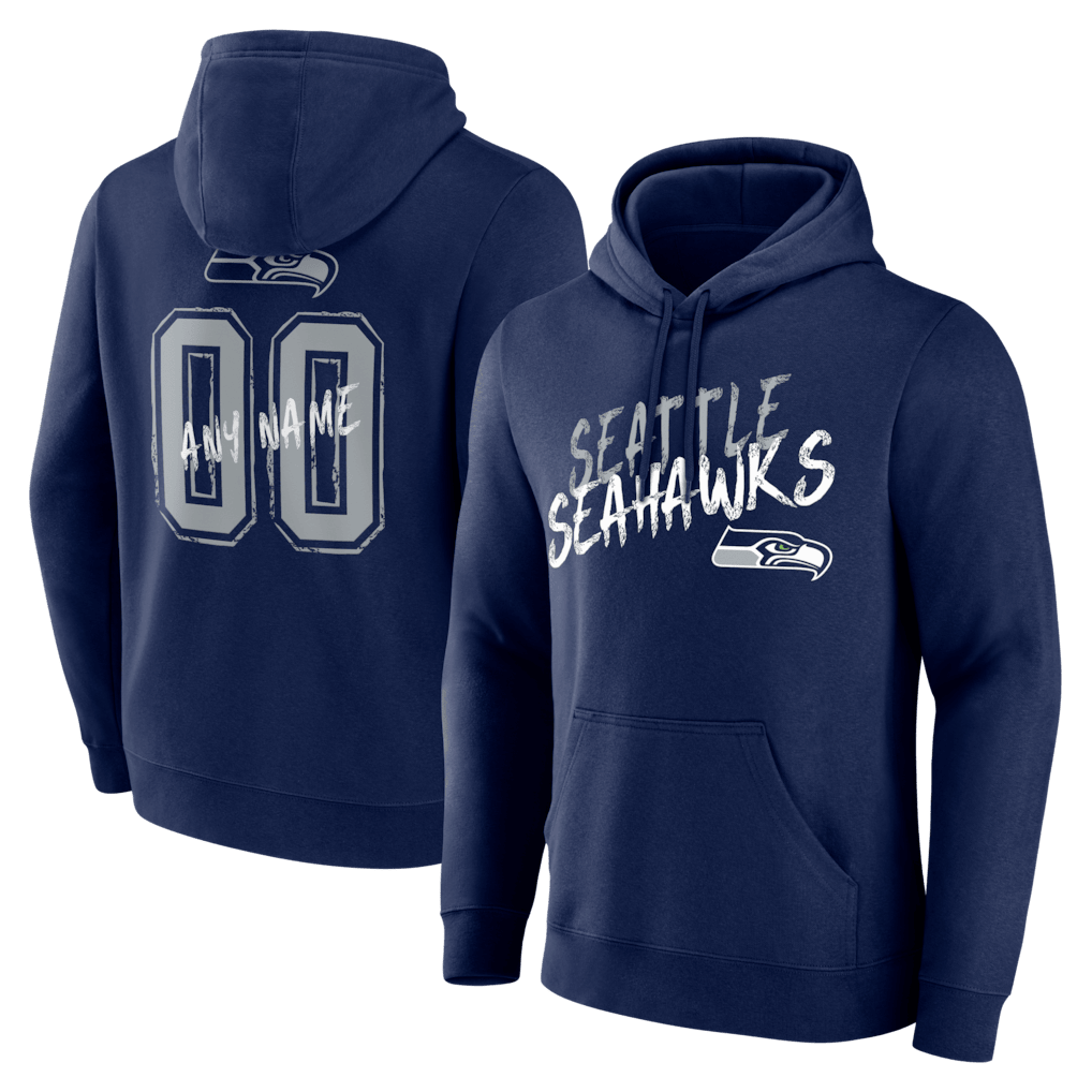 Seattle Seahawks Hustle Custom Name & Number Hoodie - Navy
