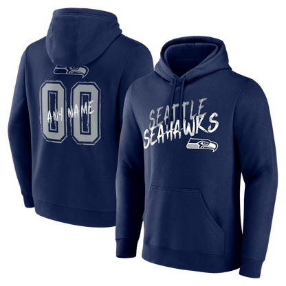 Seattle Seahawks Hustle Custom Name & Number Hoodie - Navy