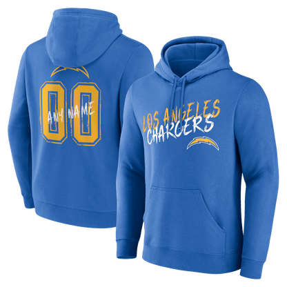 Los Angeles Chargers Hustle Custom Name & Number Hoodie - Powder Blue