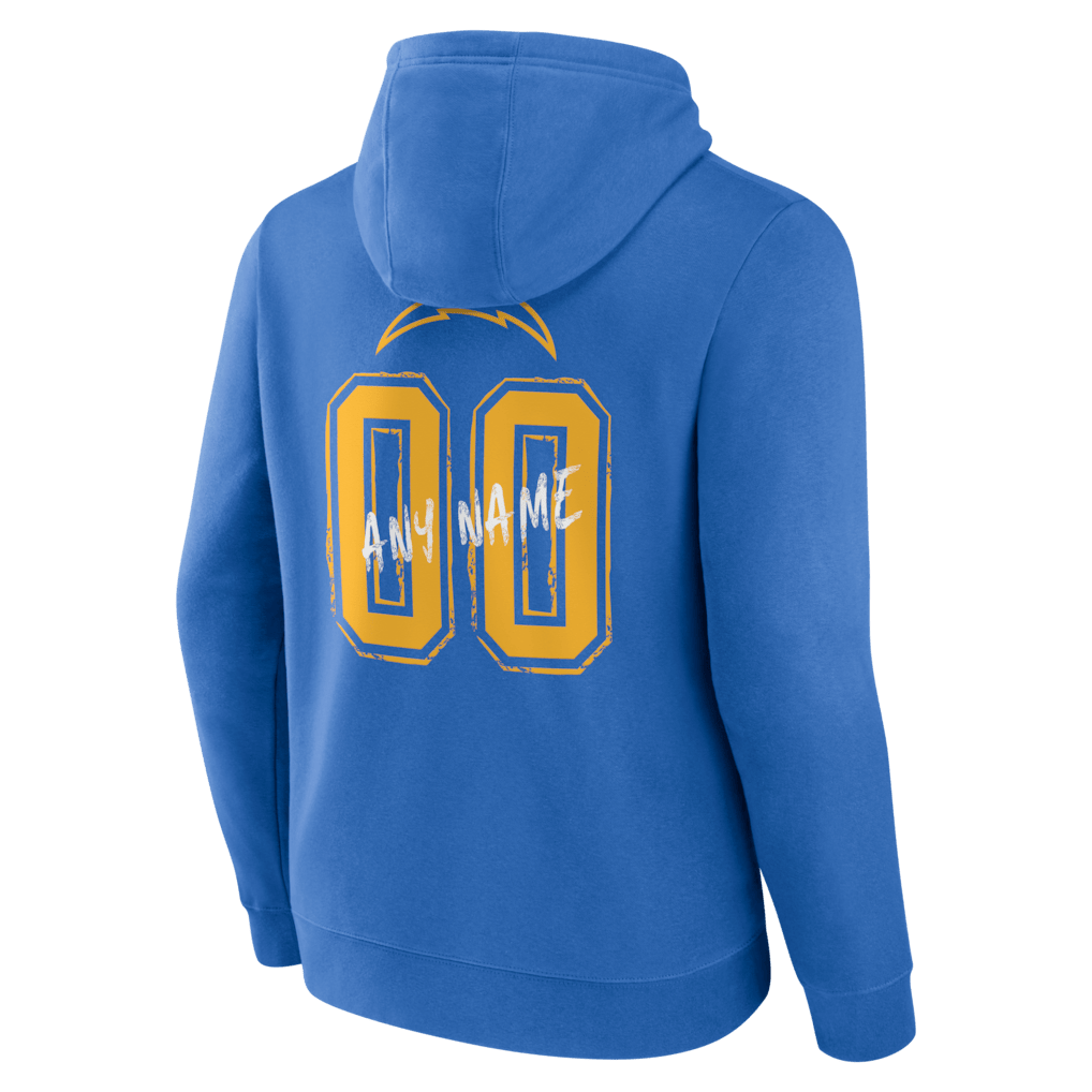 Los Angeles Chargers Hustle Custom Name & Number Hoodie - Powder Blue
