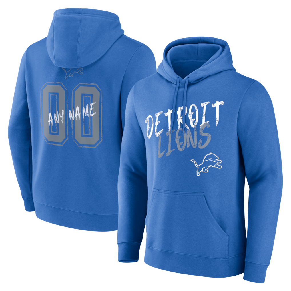 Detroit Lions Hustle Custom Name & Number Hoodie - Blue