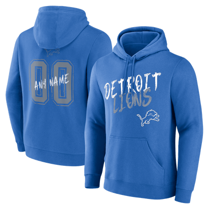Detroit Lions Hustle Custom Name & Number Hoodie - Blue