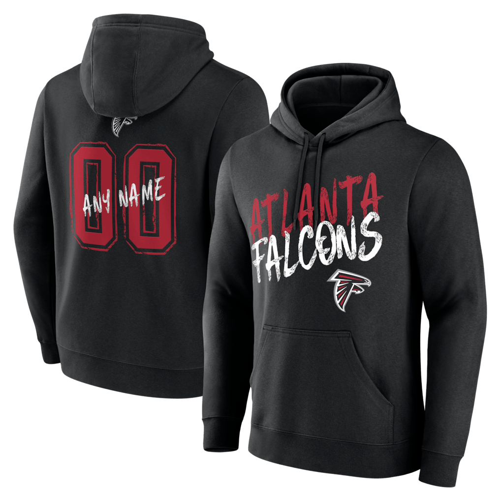 Atlanta Falcons Hustle Custom Name & Number Hoodie - Black