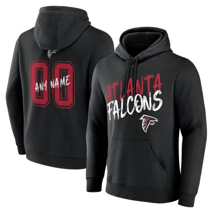 Atlanta Falcons Hustle Custom Name & Number Hoodie - Black