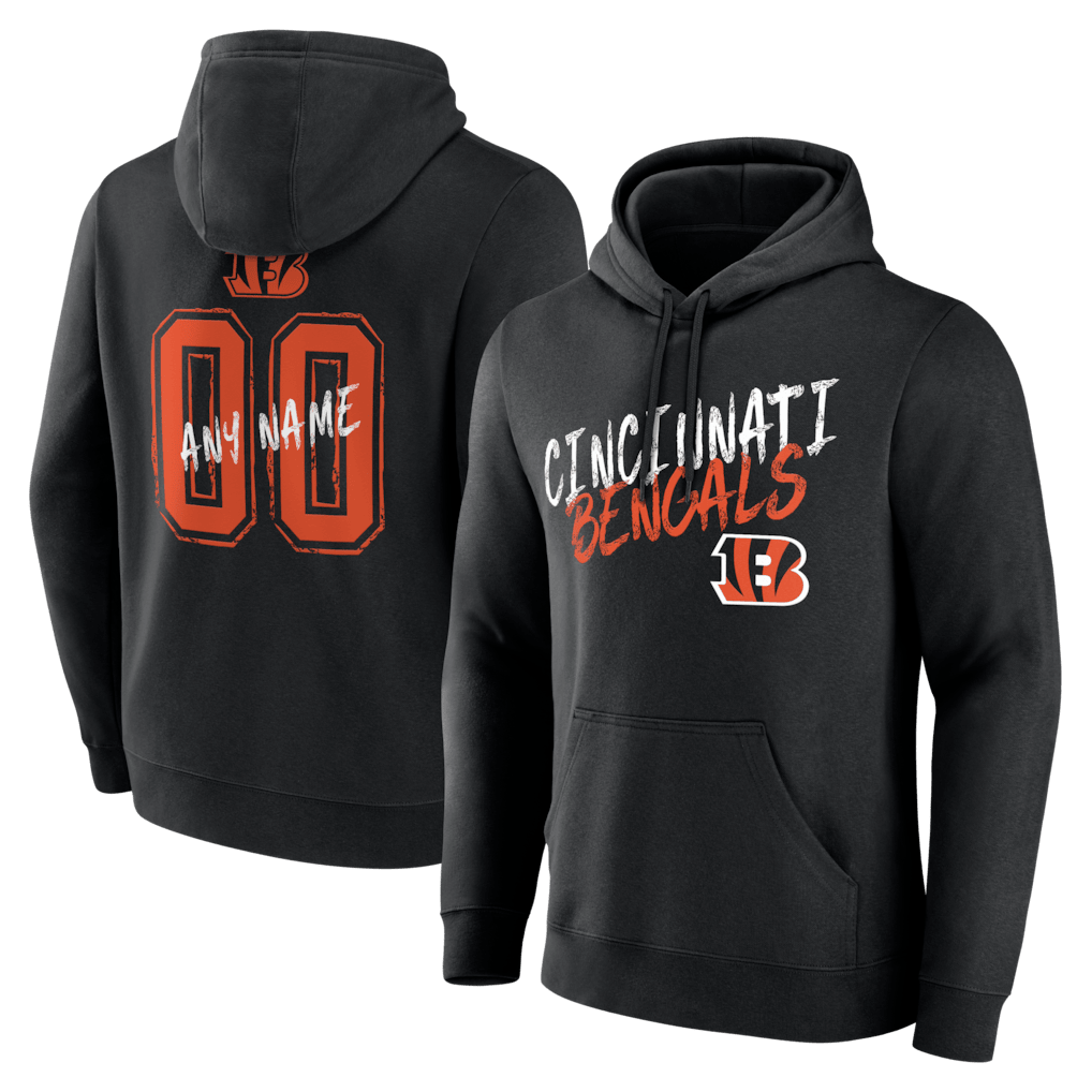 Cincinnati Bengals Hustle Custom Name & Number Hoodie - Black