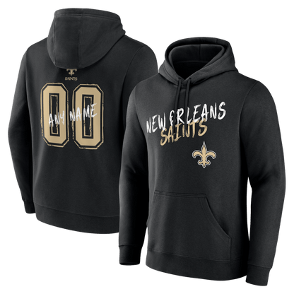 New Orleans Saints Hustle Custom Name & Number Hoodie - Black