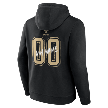 New Orleans Saints Hustle Custom Name & Number Hoodie - Black