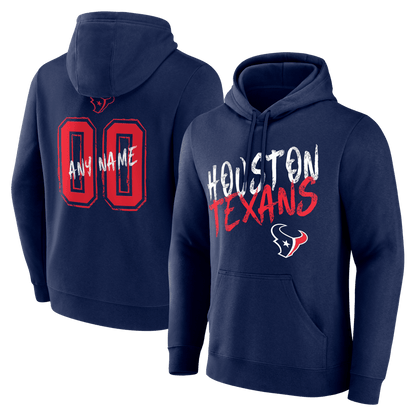 Houston Texans Hustle Custom Name & Number Hoodie - Navy