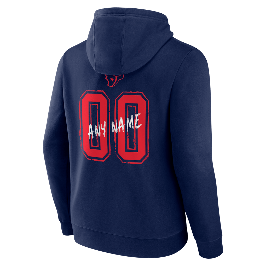 Houston Texans Hustle Custom Name & Number Hoodie - Navy