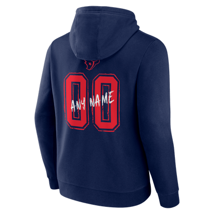 Houston Texans Hustle Custom Name & Number Hoodie - Navy