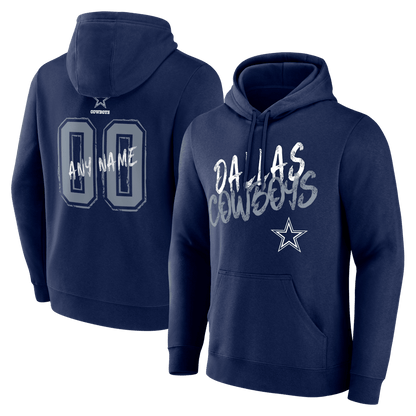 Dallas Cowboys Hustle Custom Name & Number Hoodie - Navy