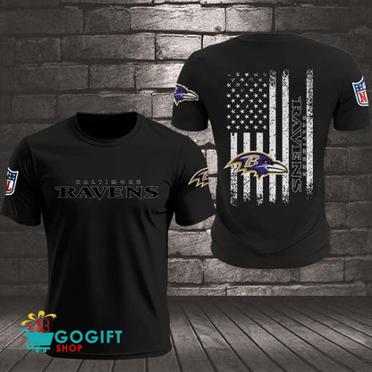 Baltimore Ravens US Flag Vintage Style All Over Printed T-shirt