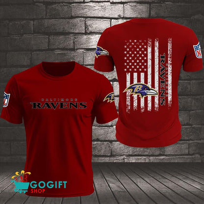 Baltimore Ravens US Flag Vintage Style All Over Printed T-shirt