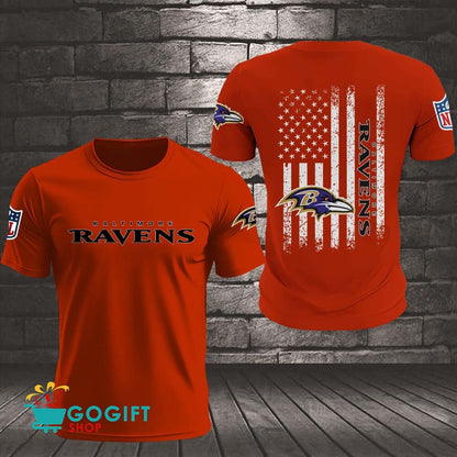 Baltimore Ravens US Flag Vintage Style All Over Printed T-shirt