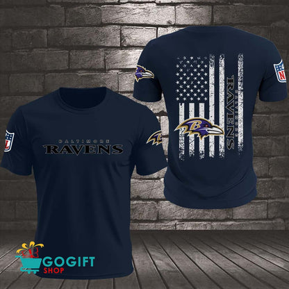 Baltimore Ravens US Flag Vintage Style All Over Printed T-shirt