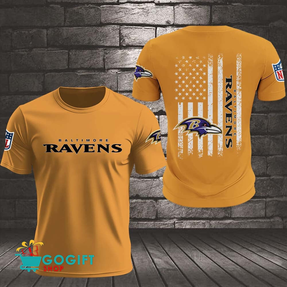 Baltimore Ravens US Flag Vintage Style All Over Printed T-shirt