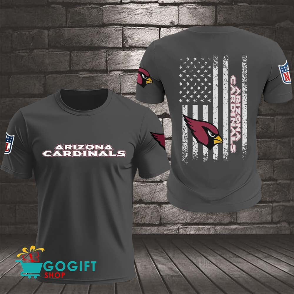 Arizona Cardinals US Flag Vintage Style All Over Printed T-shirt