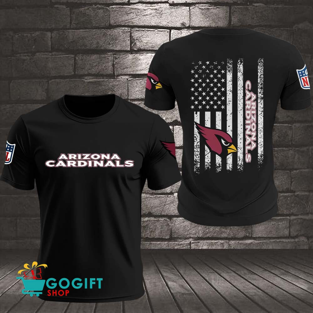 Arizona Cardinals US Flag Vintage Style All Over Printed T-shirt