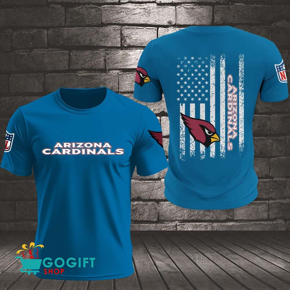 Arizona Cardinals US Flag Vintage Style All Over Printed T-shirt