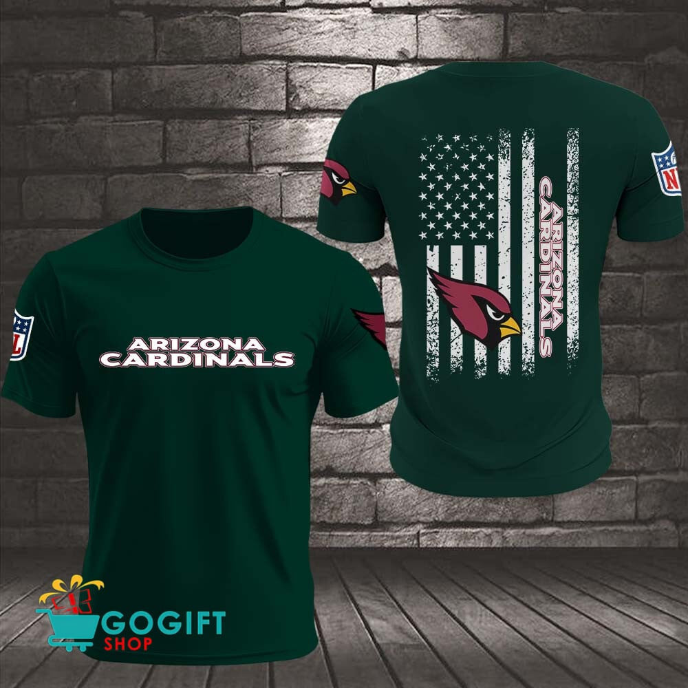 Arizona Cardinals US Flag Vintage Style All Over Printed T-shirt