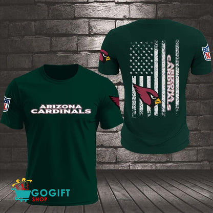 Arizona Cardinals US Flag Vintage Style All Over Printed T-shirt
