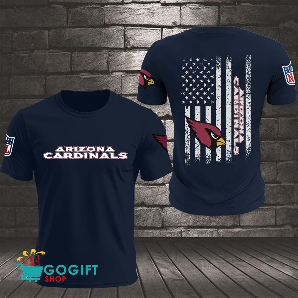 Arizona Cardinals US Flag Vintage Style All Over Printed T-shirt