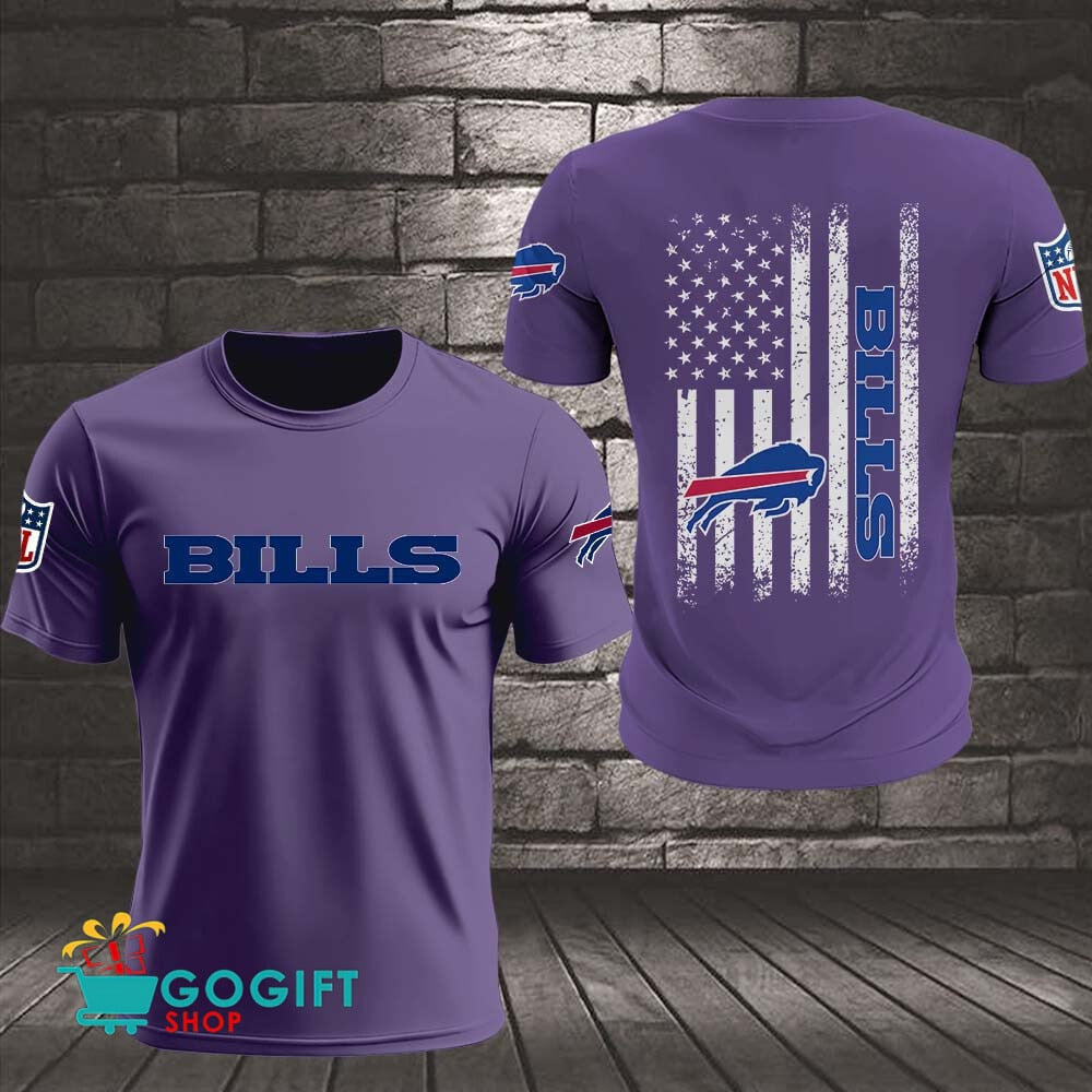 Buffalo Bills US Flag Vintage Style All Over Printed T-shirt