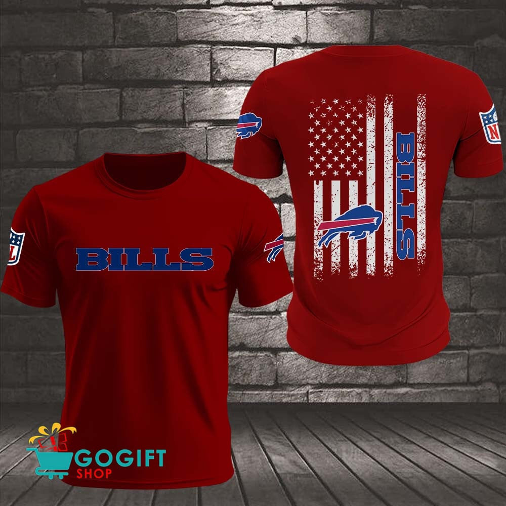 Buffalo Bills US Flag Vintage Style All Over Printed T-shirt