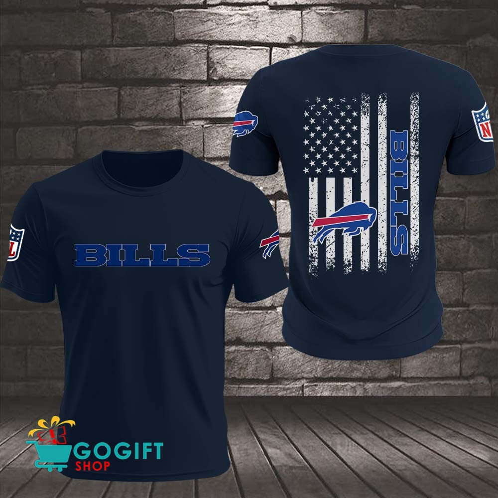 Buffalo Bills US Flag Vintage Style All Over Printed T-shirt
