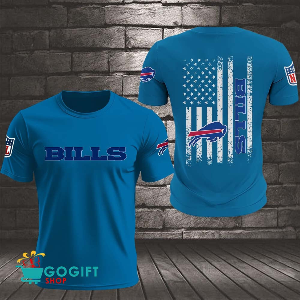 Buffalo Bills US Flag Vintage Style All Over Printed T-shirt