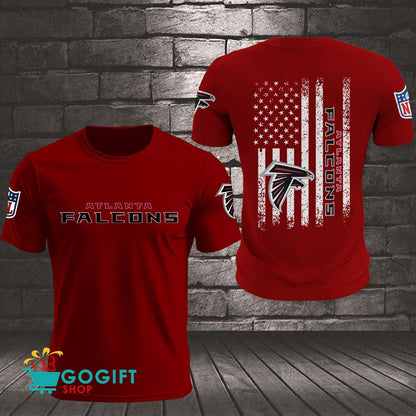 Atlanta Falcons US Flag Vintage Style All Over Printed T-shirt