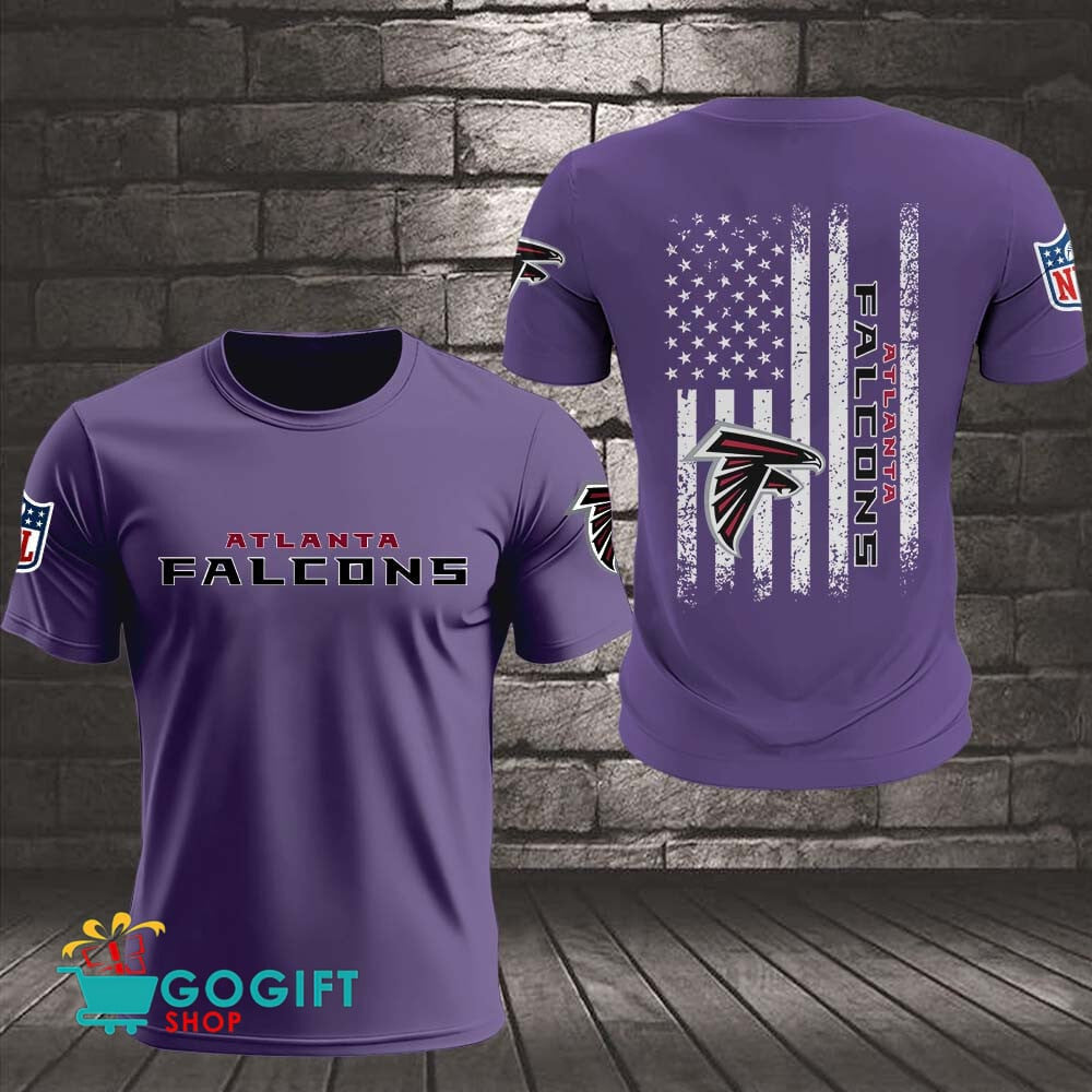 Atlanta Falcons US Flag Vintage Style All Over Printed T-shirt