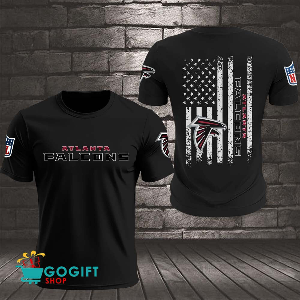 Atlanta Falcons US Flag Vintage Style All Over Printed T-shirt