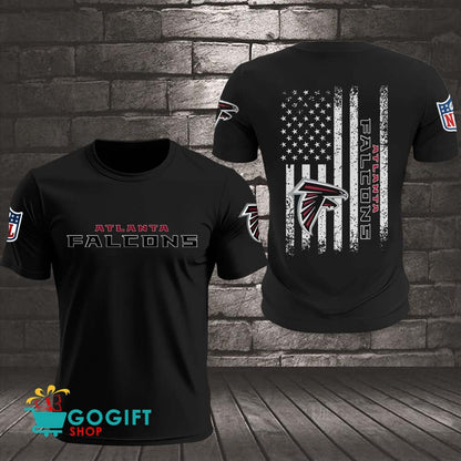 Atlanta Falcons US Flag Vintage Style All Over Printed T-shirt