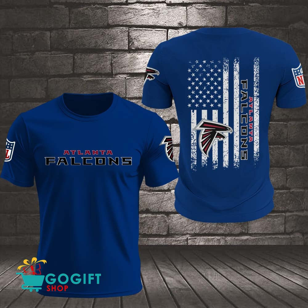 Atlanta Falcons US Flag Vintage Style All Over Printed T-shirt