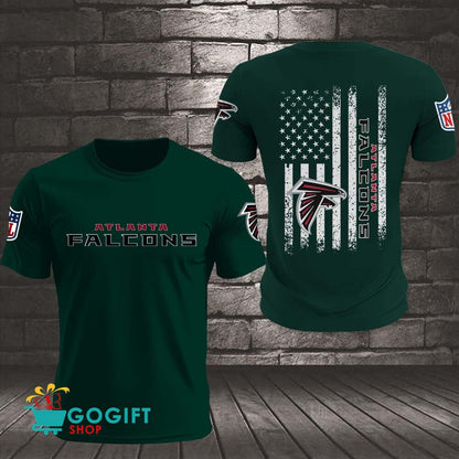 Atlanta Falcons US Flag Vintage Style All Over Printed T-shirt