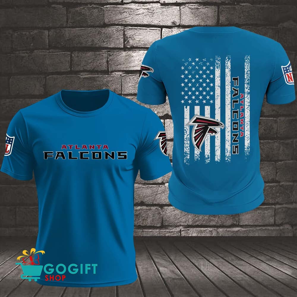 Atlanta Falcons US Flag Vintage Style All Over Printed T-shirt