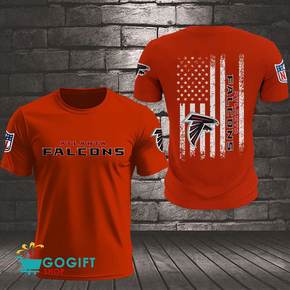 Atlanta Falcons US Flag Vintage Style All Over Printed T-shirt