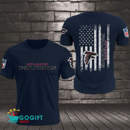 Atlanta Falcons US Flag Vintage Style All Over Printed T-shirt