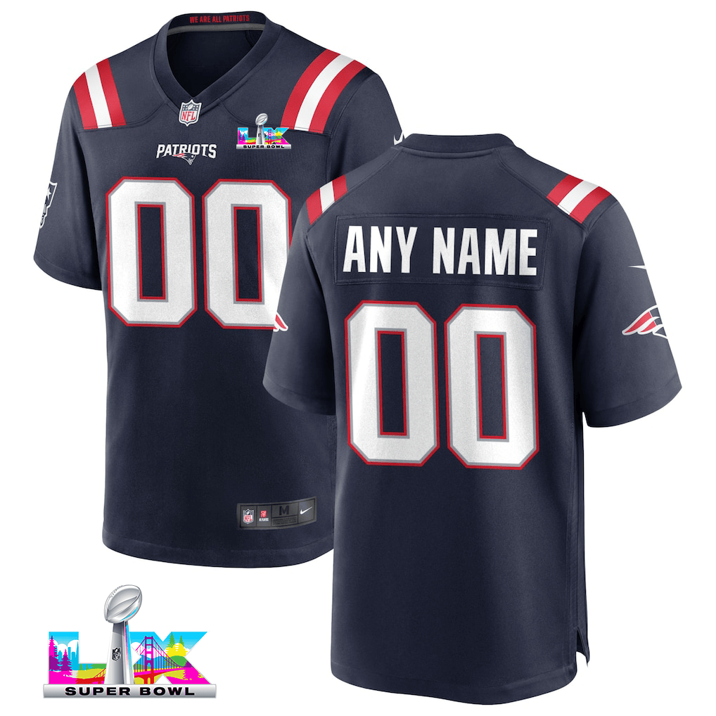 New England Patriots 2026 Super Bowl LX Custom Game Jersey - Navy