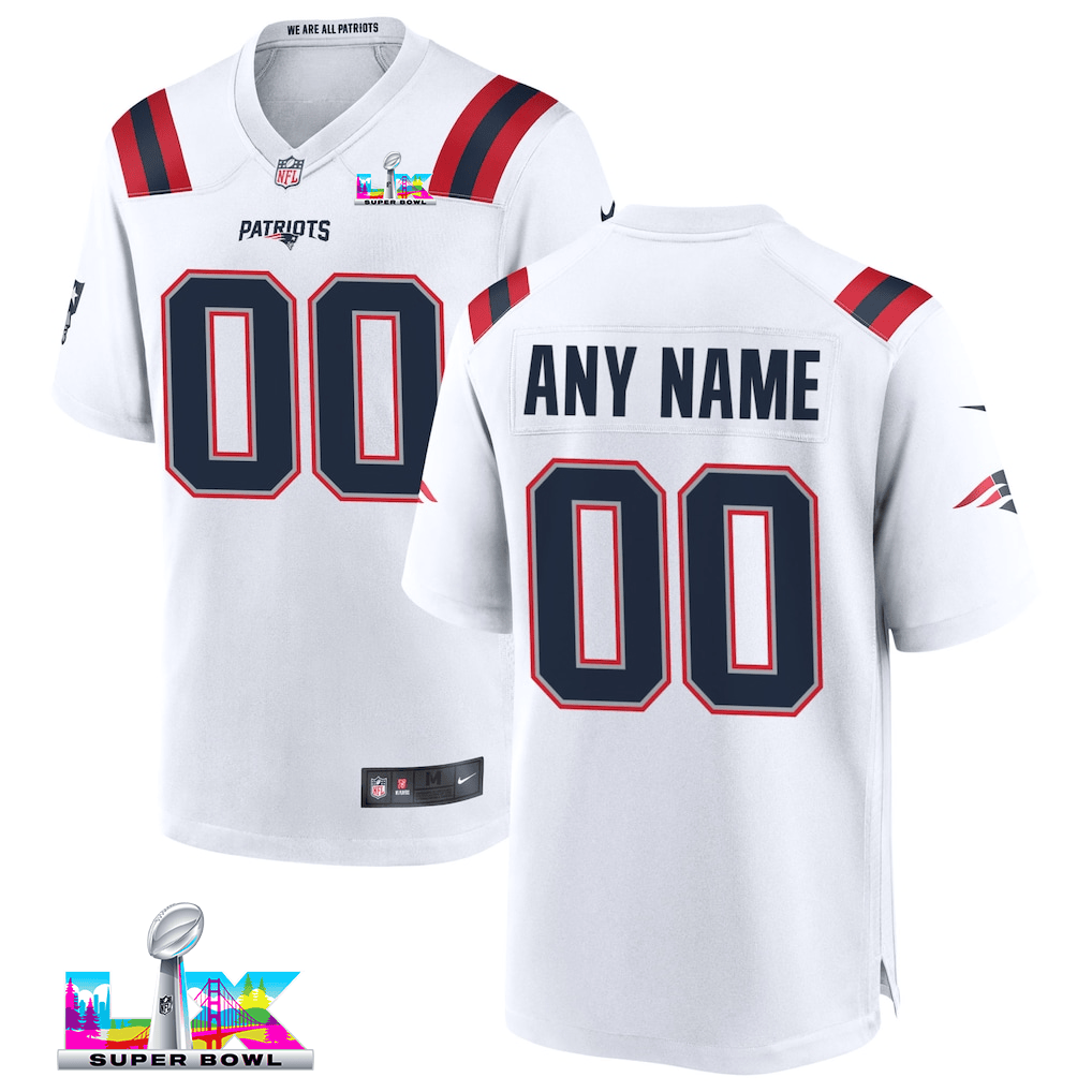 New England Patriots 2026 Super Bowl LX Custom Game Jersey - White