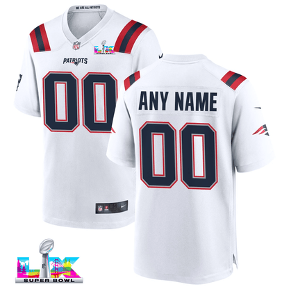 New England Patriots 2026 Super Bowl LX Custom Game Jersey - White
