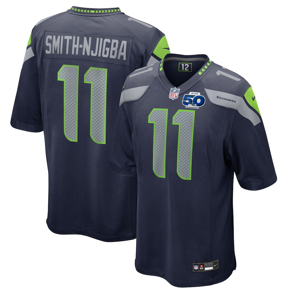 Seattle Seahawks Jaxon Smith-Njigba 11 College Navy Team 50th Season Game Jersey