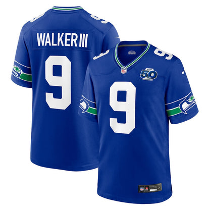 Seattle Seahawks Kenneth Walker III 9 Alternate 50th Season Game Jersey - Royal
