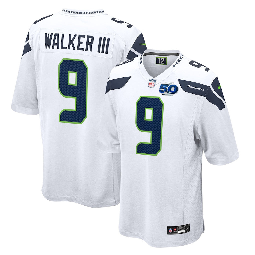 Seattle Seahawks Kenneth Walker III 9 50th Season Game Jersey - White
